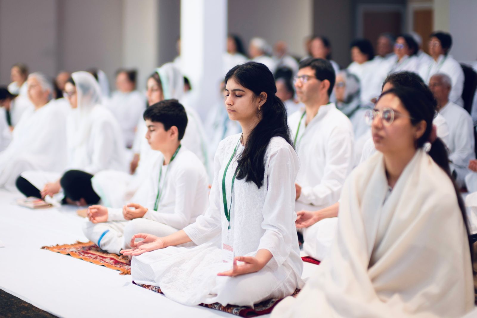 A young woman resting in quiet meditation